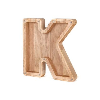 Wooden Alphabet Savings Box - LetterSaver-K-Nora Luxe