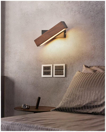 Wooden LED Wall Lamp with Rotating Function - Twilight Pivot-Dark Wood-8.27 × 1.97 in-Nora Luxe