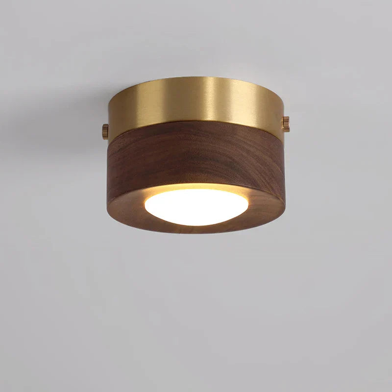 Brown Wood LED Ceiling Light with Warm Glow - Pexav