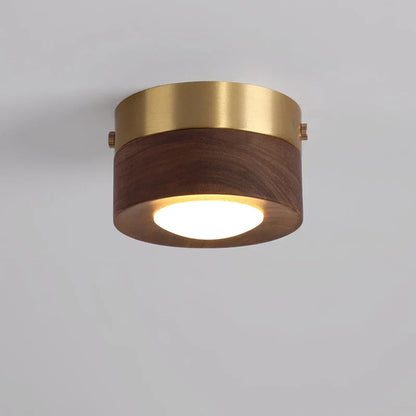 Brown Wood LED Ceiling Light with Warm Glow - Pexav