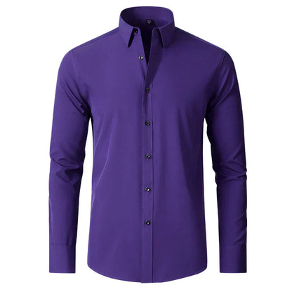 Wrinkle-Free Comfort Shirt | Stylish and Crease-Free - Lorenzo-Purple-38-Nora Luxe