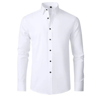 Wrinkle-Free Comfort Shirt | Stylish and Crease-Free - Lorenzo-White-38-Nora Luxe