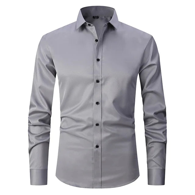 Smooth Fit Stretch Mens Dress Shirt - Pexav
