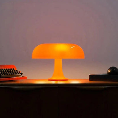 Rustic Wooden Mushroom Table Lamp