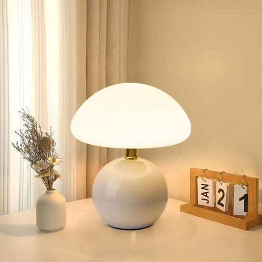 Vintage White Mushroom Bedside Table Lamp - Pexav