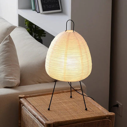 Asian Style Rice Paper Table Light Warm Glow