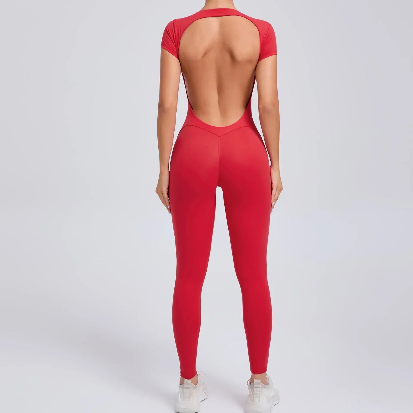 Yoga Jumpsuit with Breathable & Flexible Design - Luna-Red-S-Nora Luxe