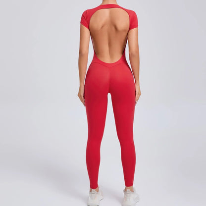 Yoga Jumpsuit with Breathable & Flexible Design - Luna-Red-S-Nora Luxe