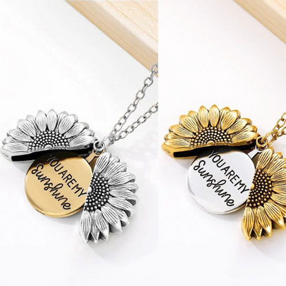 "You're My Sunshine" Sunflower Locket Necklace-1x Gold + 1x Silcer-Nora Luxe
