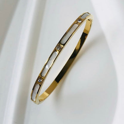 ZIRCON INLAY BRACELET-Slim Gold-58-60mm-Nora Luxe