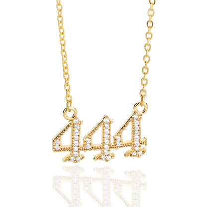 Zirconia Angel Numbers Necklace - Seraphina-Gold-444-Nora Luxe