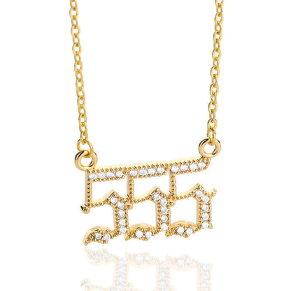 Zirconia Angel Numbers Necklace - Seraphina-Gold-555-Nora Luxe