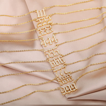 Zirconia Angel Numbers Necklace - Seraphina-Gold-777-Nora Luxe