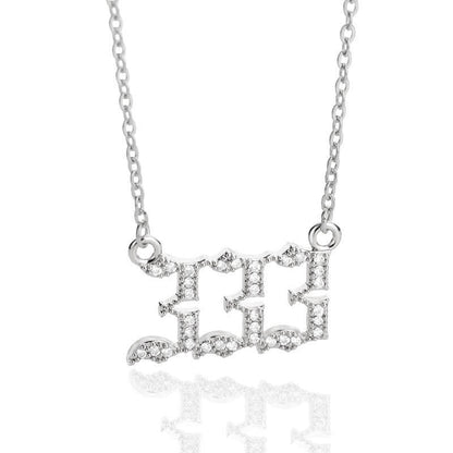 Zirconia Angel Numbers Necklace - Seraphina-Silver-333-Nora Luxe