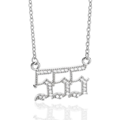 Zirconia Angel Numbers Necklace - Seraphina-Silver-555-Nora Luxe